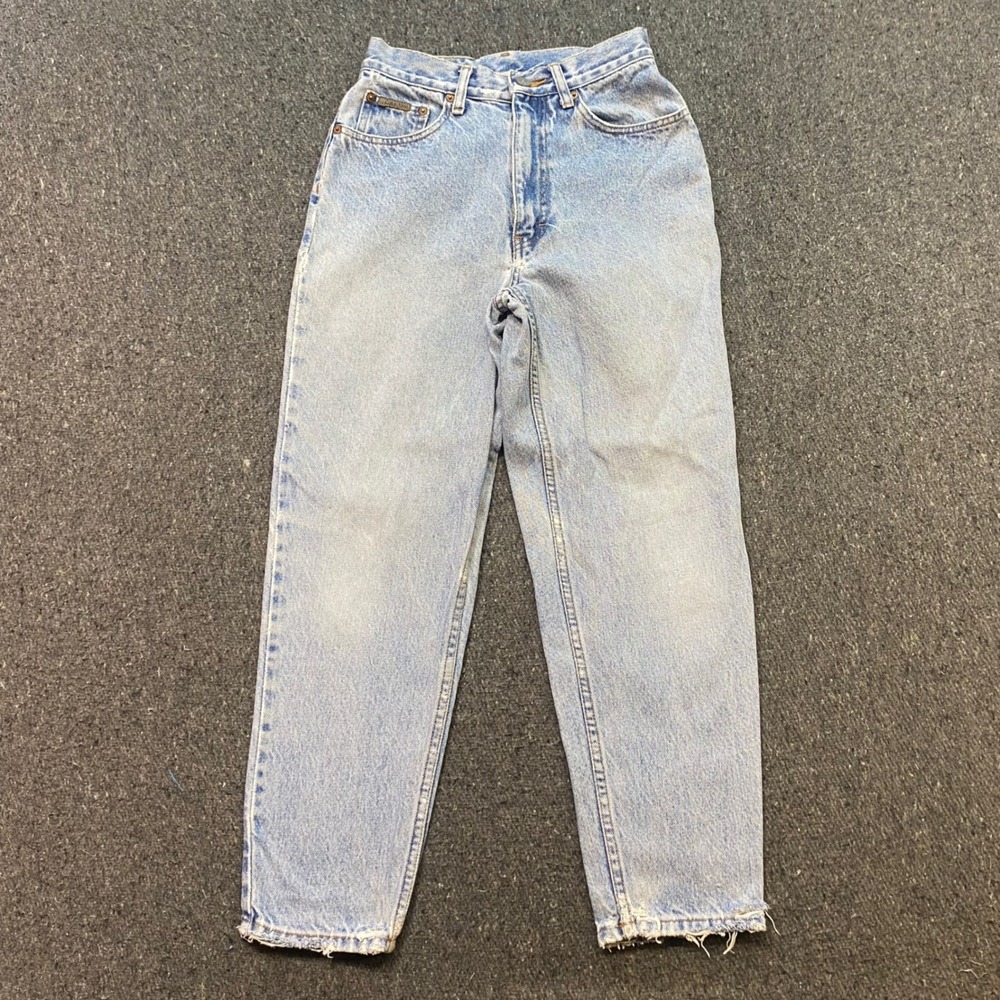 Calvin Klein Jeans Sz 8 Womens Blue Grunge High Rise Tapered Leg Mom Vintage USA